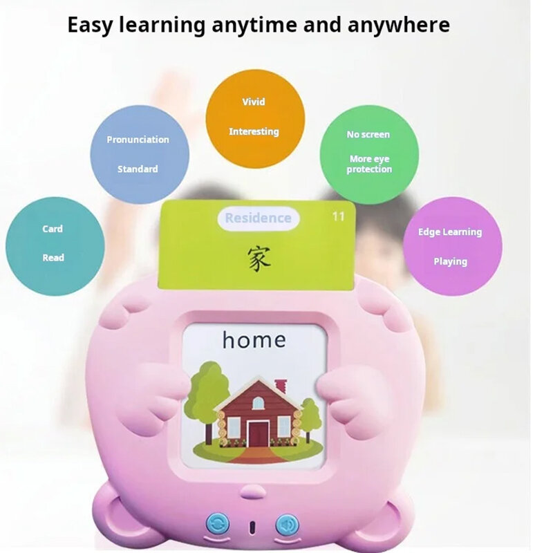 Câmera Digital Inglês Infantil, Iluminação Educacional, Máquina de Aprendizagem Precoce, Cartão de Brinquedo de Desenvolvimento de Inteligência Infantil