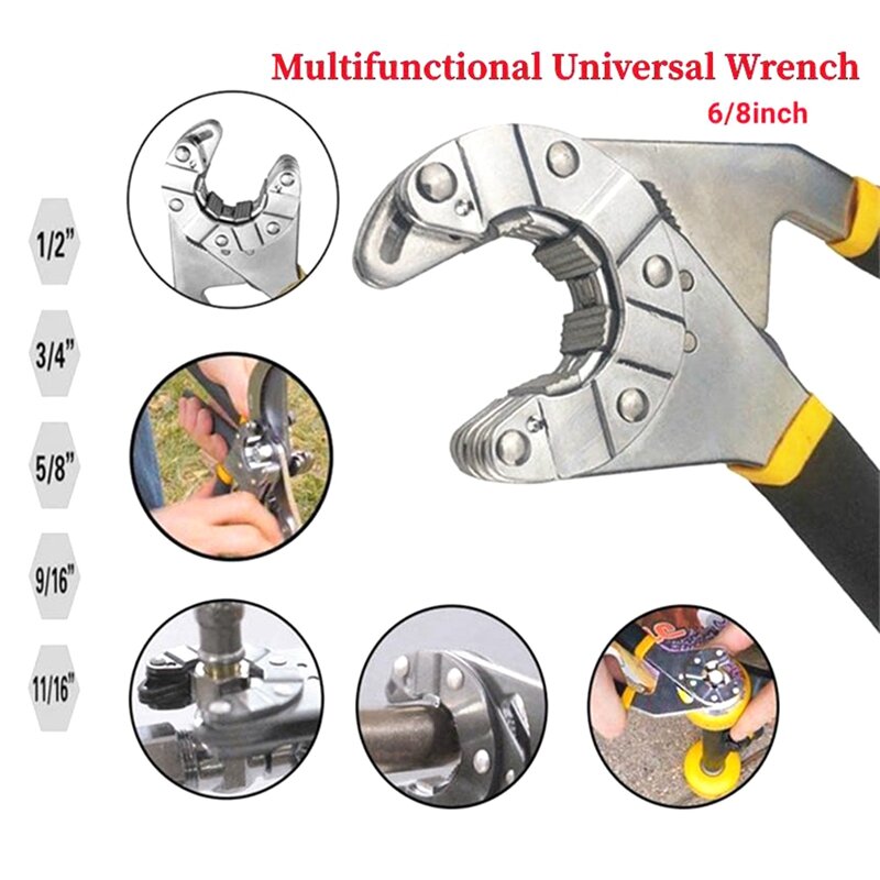 1 PCS 8In Adjustable Spanner Wrench Open Car Repair Tool With Multifunctional Wrench Hand Tools