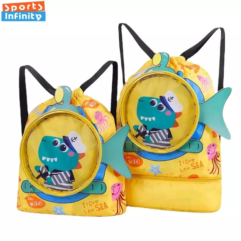 Childrens Cartoon Swimming Bag Waterproof Wet Dry Clothes with Shoes Goggles Storage Bags Pouch Backpack Swimming Accessories