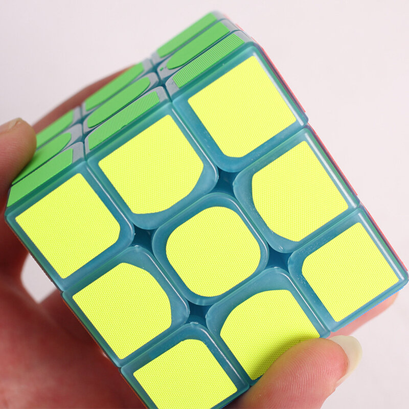 Babelemi الكتان الانتهاء من ملصق مضيئة الأزرق 3x3x3 سرعة المكعب السحري نسخة مطورة لغز لعبة تعليمية للأطفال