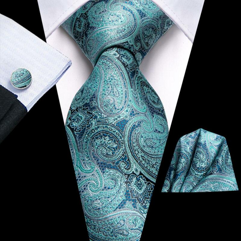 Hi-Tie projektant niebieskie jezioro Paisley jedwabny krawat ślubny dla mężczyzn Handky spinki prezent mężczyźni krawat moda Business Party Dropshiping