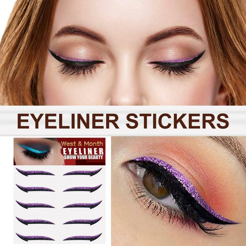 5Pairs Eyelid Sticker Self-adhesive Stylish Ladies Girls Eyeliner Sticker for Party Eyelid Tape Makeup Shiny Eye Line Stickers