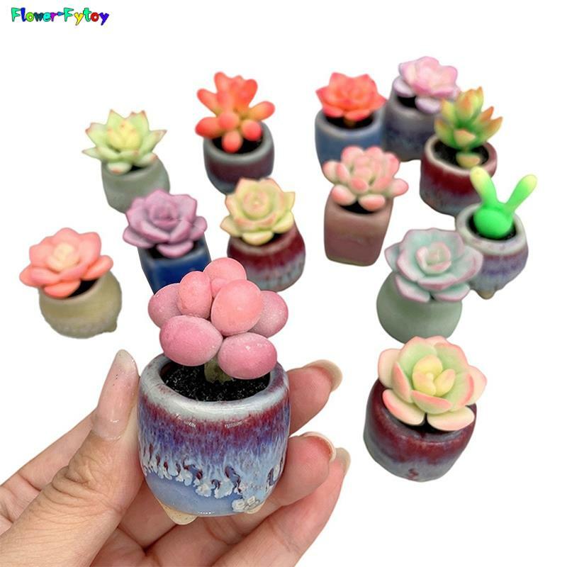1Pc 5 zu 6 cm Simulation Sukkulenten Ornament Puppenhaus Miniatur Topf Sukkulenten Zierpflanze Modell Hause Schmücken Spielzeug