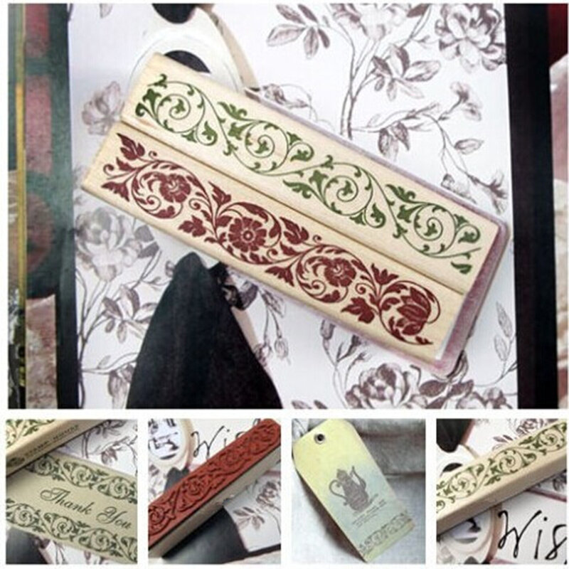 1PC Beautiful Design The Best Price Wooden Rubber Flower Lace Stamp Floral Seal Scrapbook Handwrite Wedding Craft For Decoration