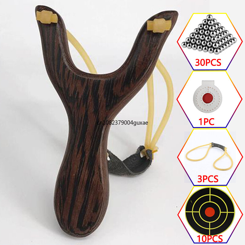 Concorso di fionda in legno da caccia di precisione all'aperto con elastico piatto catapulta da tiro ad alta precisione