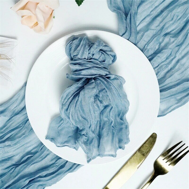 ผ้าเช็ดปากผ้ากอซแต่งงาน 20x20 นิ้วผ้าขาวบางย่นผ้าเช็ดปากโต๊ะอาหารค่ำ M68E