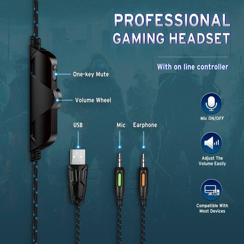 ONIKUMA-auriculares K1B para videojuegos, cascos con micrófono Flexible con cancelación de ruido, estéreo 3D, con cable, para PS4, Xbox, Switch, PC, Gamer