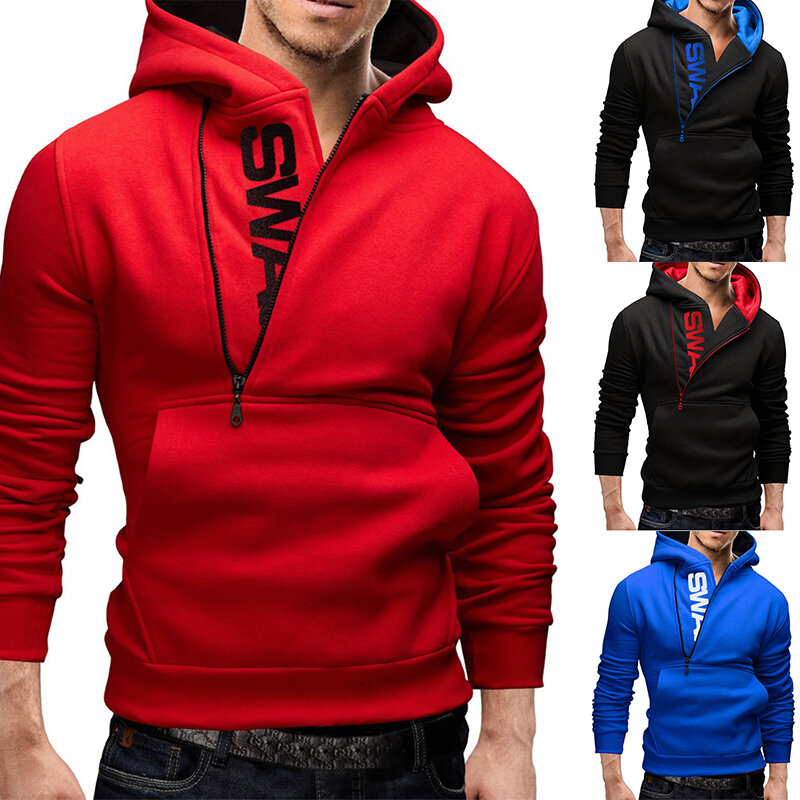 Men Fashionable Hoodie Letter Logo Casual Sweatshirts Hooded Pullover Top
