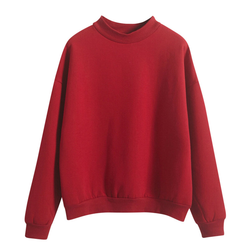 Frau Sweatshirts süße koreanische O-Ausschnitt gestrickte Pullover dicke Herbst Winter Süßigkeiten Farbe lose Hoodies feste weibliche Kleidung