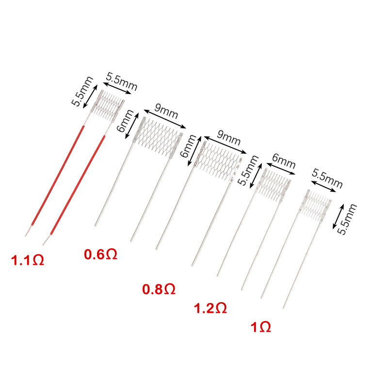 10 pz/scatola bobine di rete di ricostruzione fai da te 0.6/0.8/1.0/1.1/1.2 Ohm bobina per accessori bobina prefabbricati Eplacement