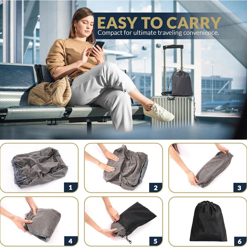 مسند قدم طائرة قابل للنفخ مع مضخة يدوية وحقيبة حمل ، موسع كرسي السفر للأطفال ، سهل الاستخدام