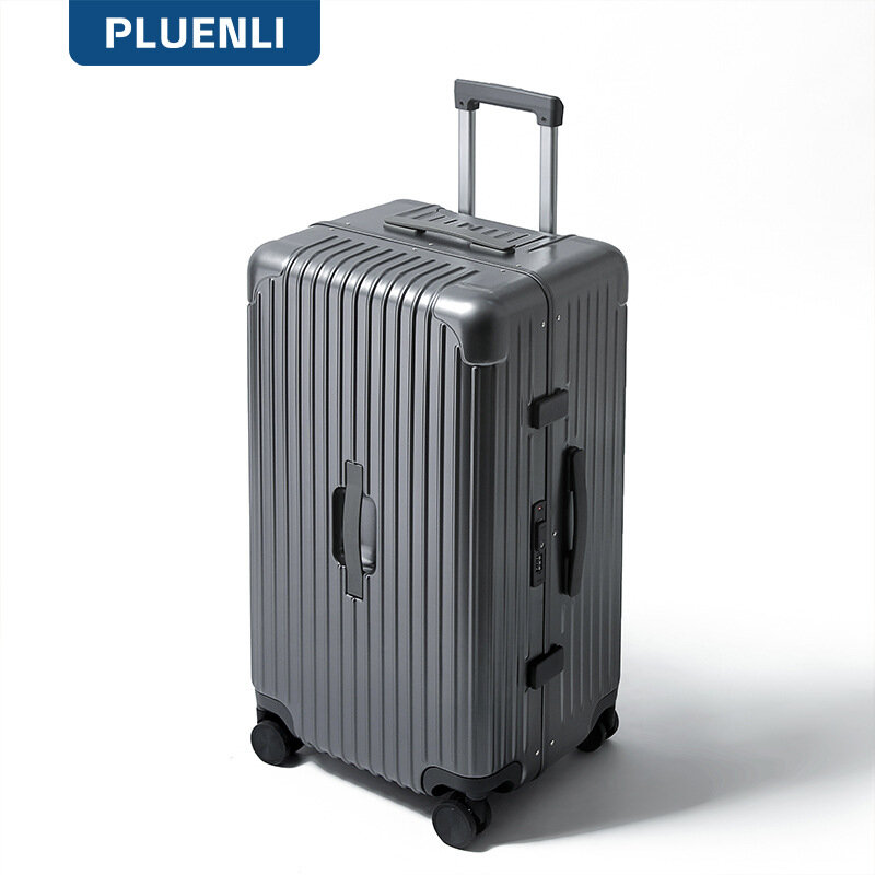 Большой Вместительный багаж PLUENLI, Женская алюминиевая рамка, троллейка, повышенная яркость, чемодан, кодовый ящик