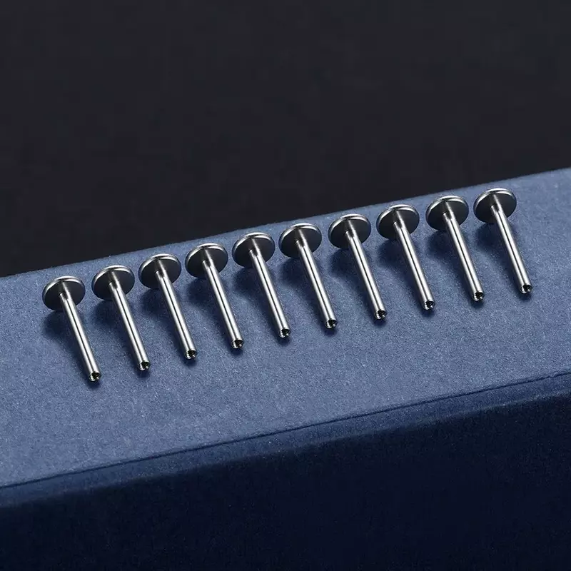 10PCS G23 Titanium Labret 16G 18G 4/14mm Rod Internal Thread Plug Septum Ear Lips Nose Piercing Tragus Body Jewelry Accessories
