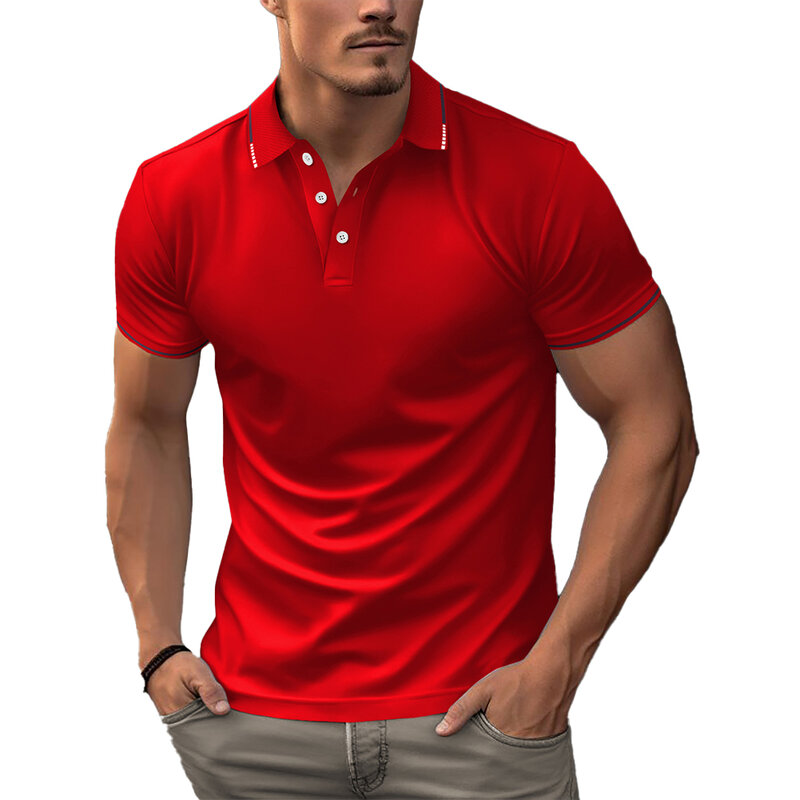 Heren Tops Office Shirt Korte Mouw Slim Fit T-Shirt T-Shirt T-Shirt Tops Blouse Zakelijke Knopen Casual Voor Heren