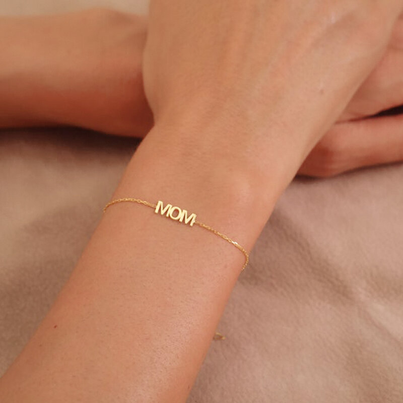 Pulseras personalizadas con nombre para mujer, de acero inoxidable cadena de oro, pulseras ajustables con dijes, regalo de joyería único BFF