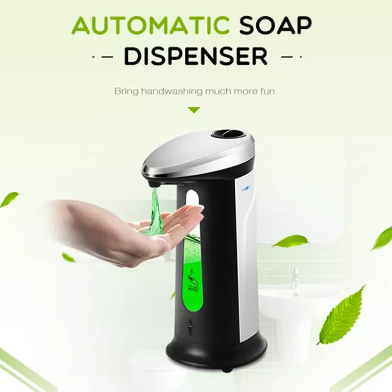 Absインテリジェントタッチレスセンサー液体石鹸ディスペンサー、バスルームとキッチン用の自動誘導ハンドクリーナー、400ml