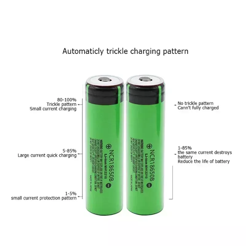 Bateria de lítio recarregável Adequado para Lanternas Panasonic, Original, Novo, 18650, Bateria Dica, 100% NCR18650B, 3.7V, 3400mAh