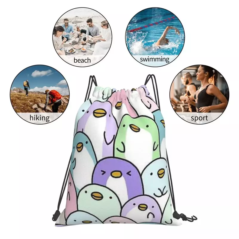 Penguin Snuggles Backpack Fashion Portable Drawstring Bags Drawstring Bundle Pocket Storage Bag Book Bags For Man Woman Students