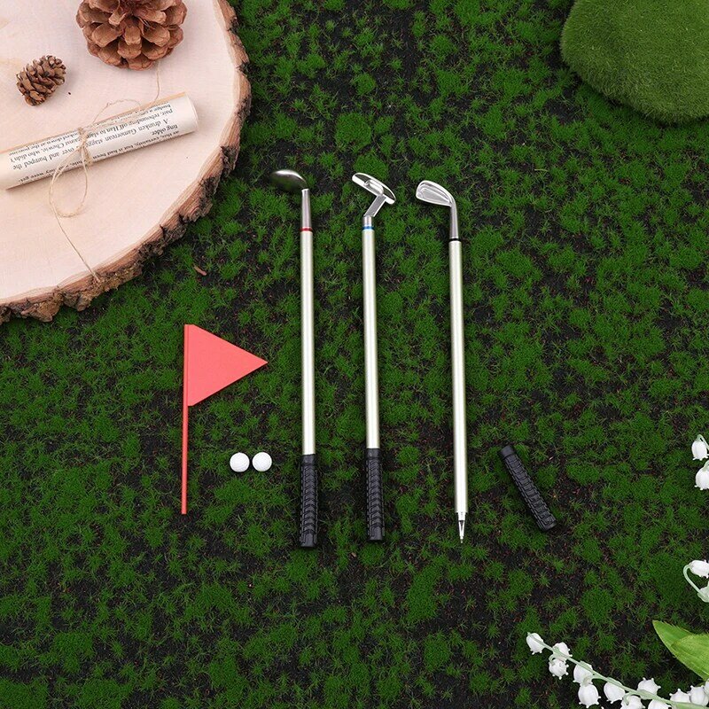 Juego de Mini bolígrafos de Golf de escritorio, incluye Putting Green, 3 palos, bolas y bandera, juegos de escritorio, oficina, escuela, regalo