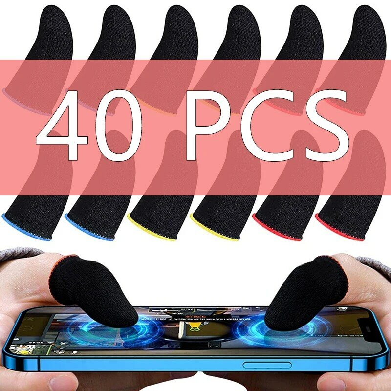 Dedos antiderrapantes para controlador de jogo, manga de dedo, tela sensível ao toque, jogo de PUBG, 20PCs, 40PCs