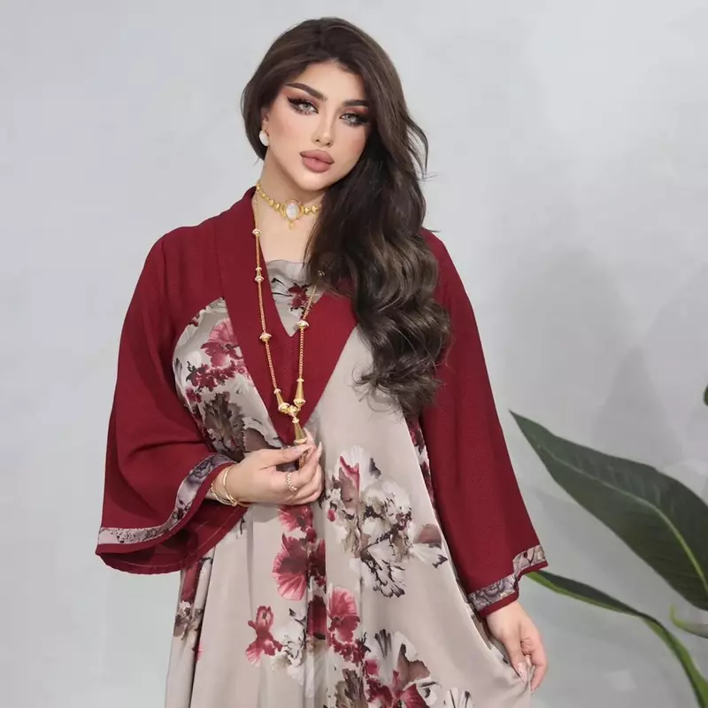 Muslim Southeast Asian Dress for Women Print Muslim Dress Women Casual Long Sleeves Party Evening Dress Clothes for Muslim Women