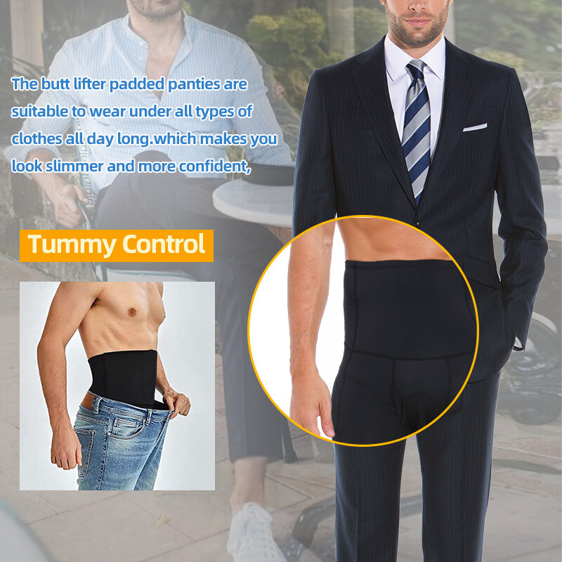 ผู้ชาย Tummy ควบคุมกางเกงขาสั้น Body Shaper Butt Lifter การบีบอัดเอวสูงรัดหน้าท้องเอวเทรนเนอร์ Shapewear ชุดชั้นในนักมวย