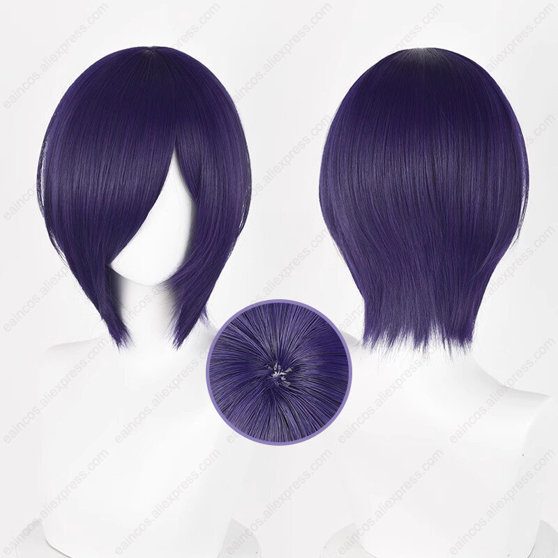 Touka Kirishima Peluca de Cosplay, pelo corto púrpura oscuro, pelucas sintéticas resistentes al calor, 30cm