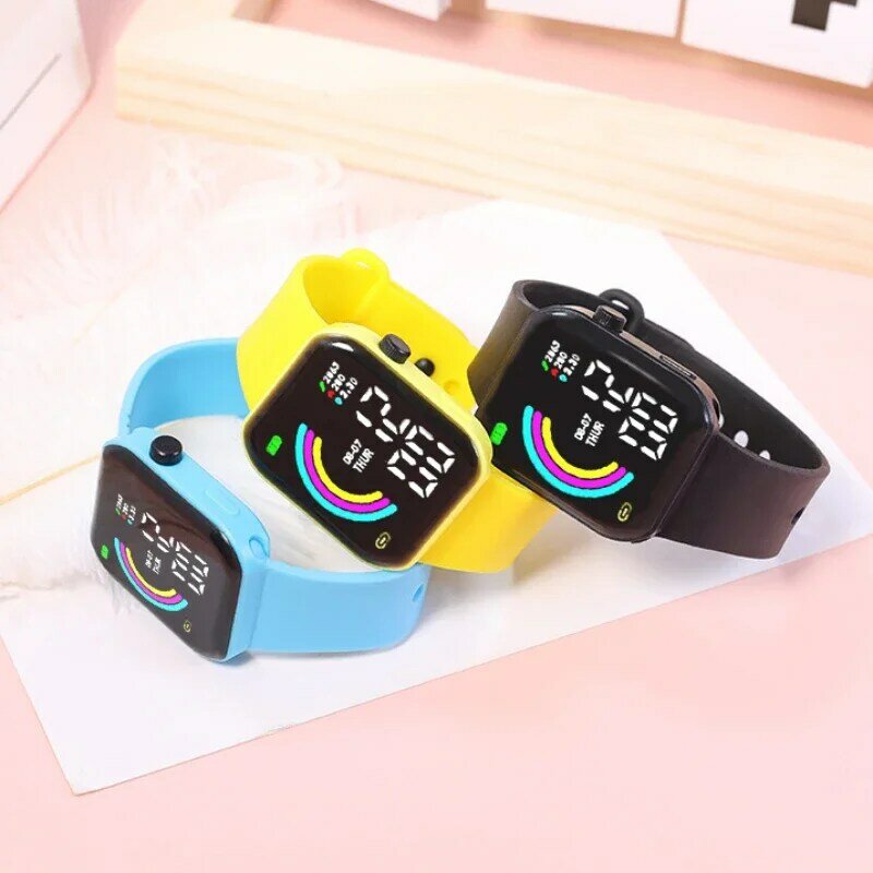 2023 New Rainbow Kids Electronic Watch Luxury Outdoor Y1 Digital Square LED Large Screen Children's Watch for Boys and Girls