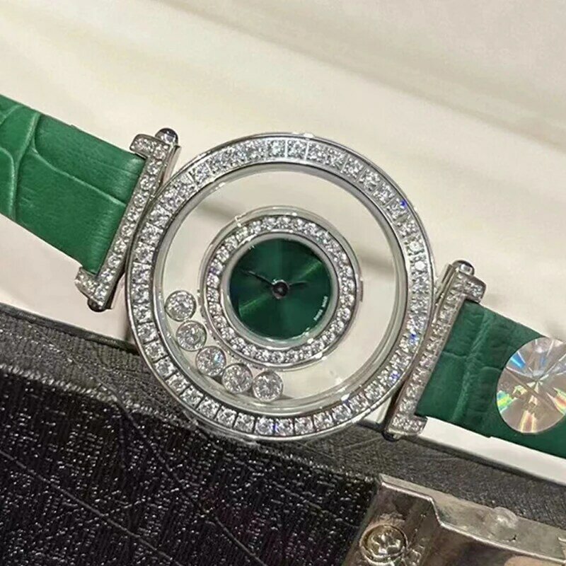 Designer Vintage Diamant-Set Doppel Saphirglas Zifferblatt Quarzuhr Damen neue Uhr Mode Luxus uhr Party Geschenk