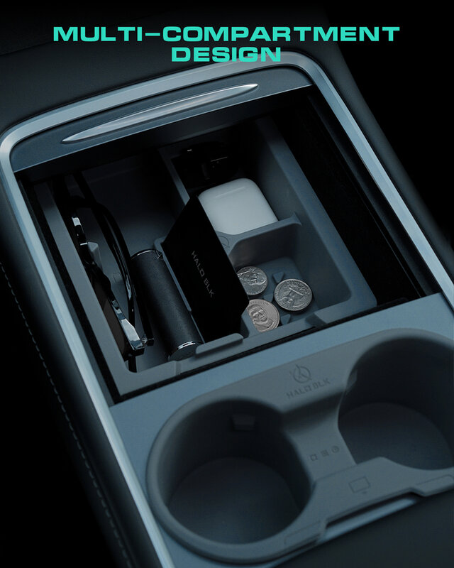 Haloblk Silikon Doppels chicht Mittel konsole Tray Organizer für Tesla Modell y Modell 3 2014-2018 Getränke halter patentiertes Design