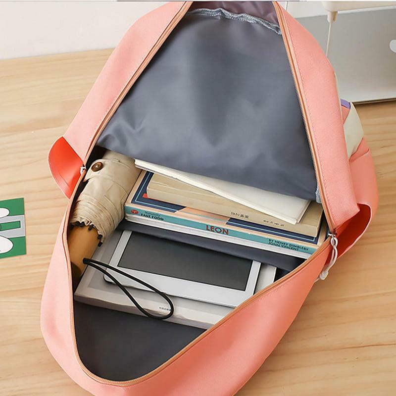 Aesthetic Backpacks 5 Pieces Kawaii Backpack Set Large Capacity Schoolbag With Shoulder Bag Pencil Bag Tote Bag String Bag