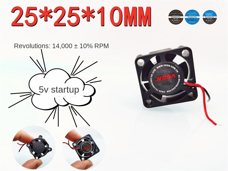 25*25*10MM Brand new 2510 high rpm 12V 0.09A 14000rpm 2.5CM micro brushless DC cooling fan