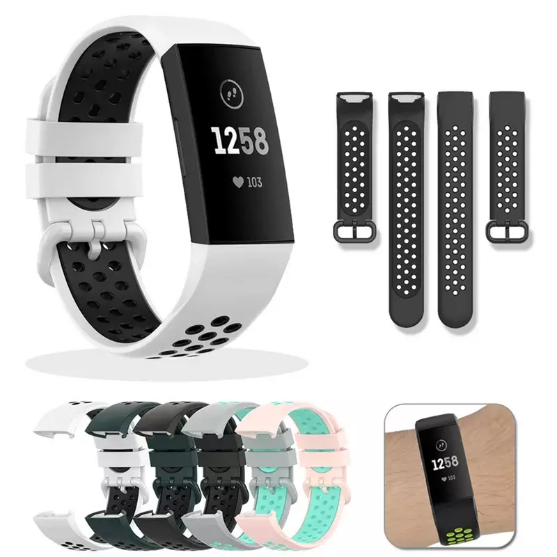 حزام ساعة لشحن Fitbit 3 ، حزام تنفس بديل ، سوار سيليكون لشحن Fitbit 4