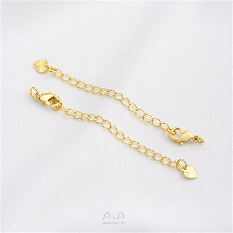 Cadena de cola de gota de agua de corazón de melocotón de oro genuino de 18K, accesorio de cadena de extensión de collar de pulsera DIY, flor de amor, brote, B788