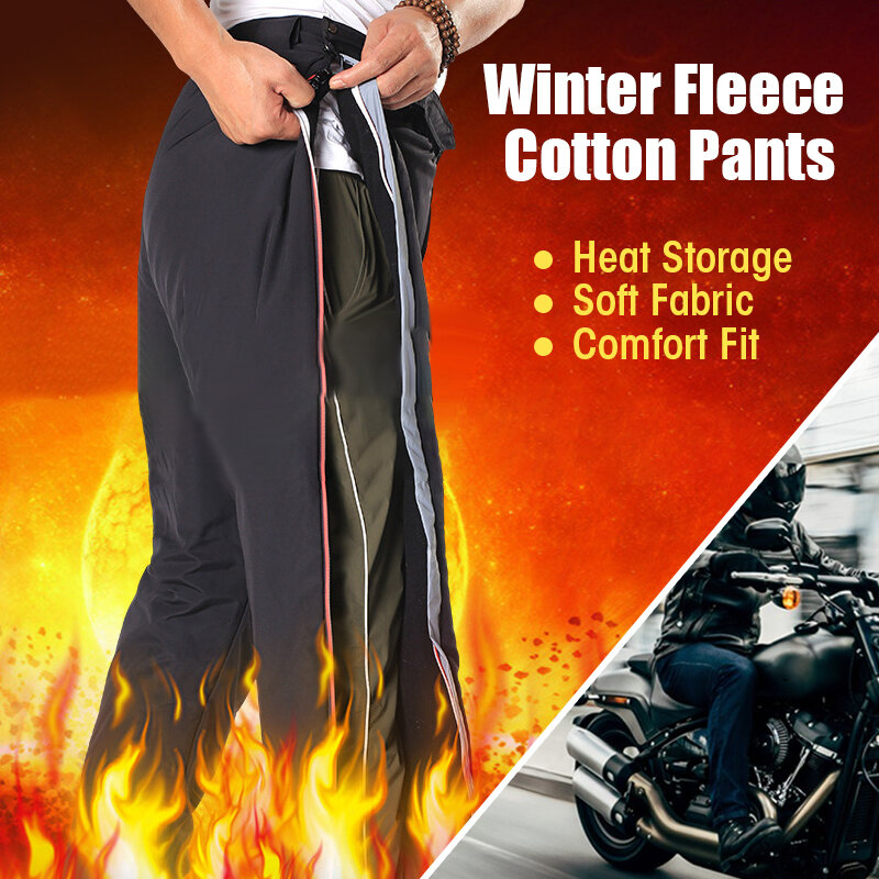 Pantalones de moto impermeables para hombre, ropa gruesa y cálida con cremallera de doble apertura, protección de piernas, para exteriores, invierno