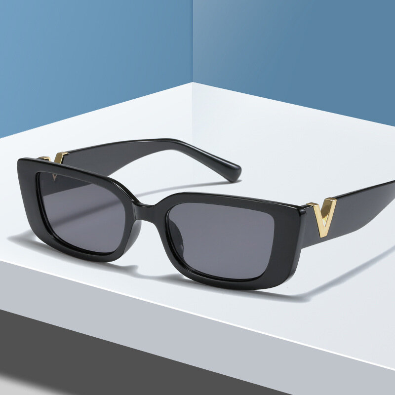 2022 luxus V Sonnenbrille Männer Mode Rechteck Gelee Gläser mit Metall Scharniere Retro Cat Eye Rahmen Sonnenbrille Frauen UV400