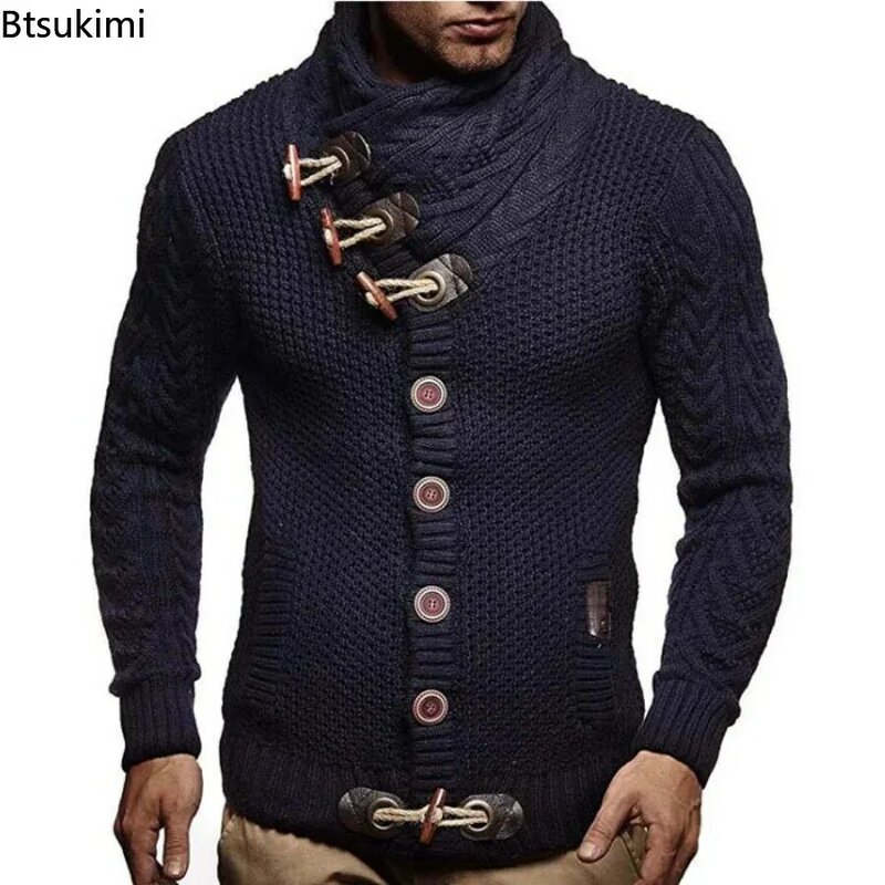 Outono inverno homem suéteres streetwear roupas gola alta camisola masculina manga longa pullovers de malha macio quente básico suéter masculino