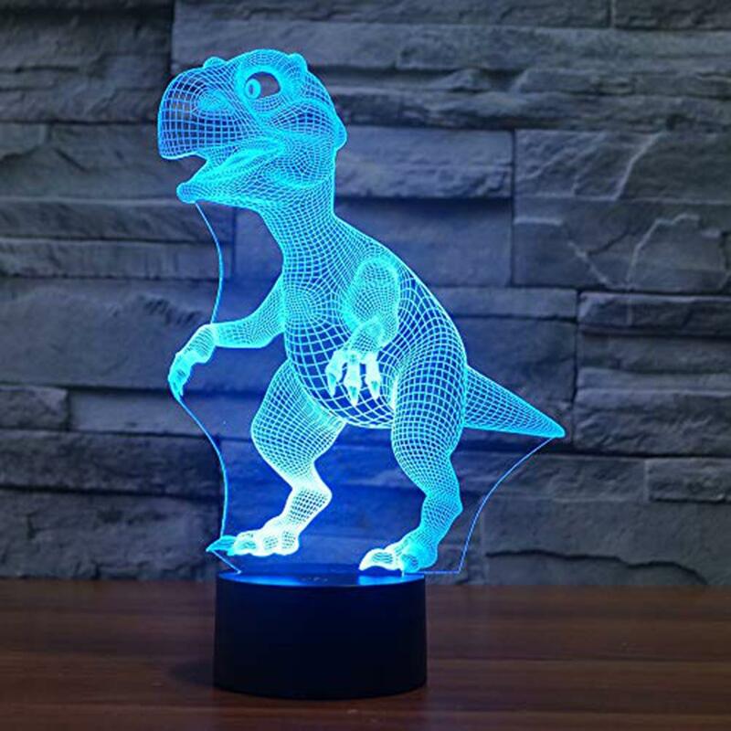 بأقل تكلفة ديناصور ثلاثية الأبعاد ضوء الليل RGB للتغيير المزاج مصباح LED 5 فولت USB ديكور الجدول مصباح الطفل ضوء الليل الألوان أفضل صفقة