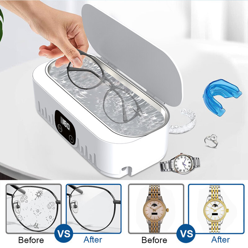 Ultrasonic Glasses Cleaning Machine, ultra-som Jóias Cleaner, alta freqüência, banho para lavar jóias