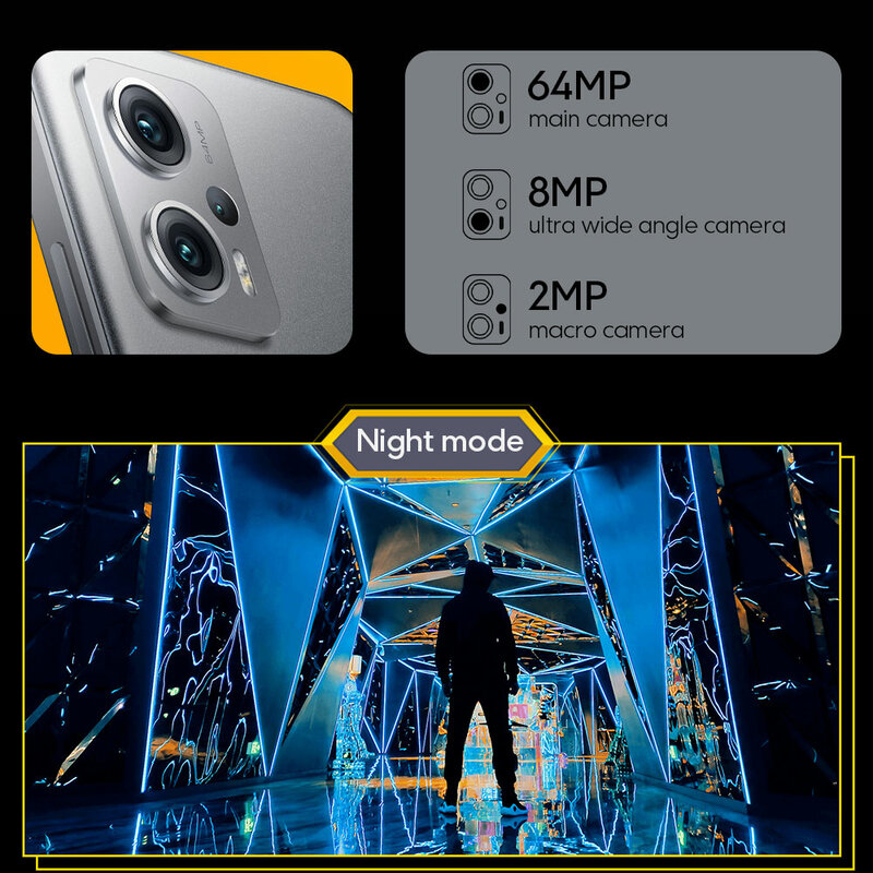 Versão Global POCO X4 GT 5G 128GB/256GB Dimensity 8100 144Hz DynamicSwitch Display Câmera tripla de 64MP 67W Carregamento