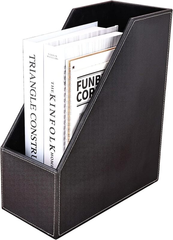 Kingfom Single Slot File Rack PU Leather Document Organizer for A4 Paper / Magazine / Notebook / Receipt Holder