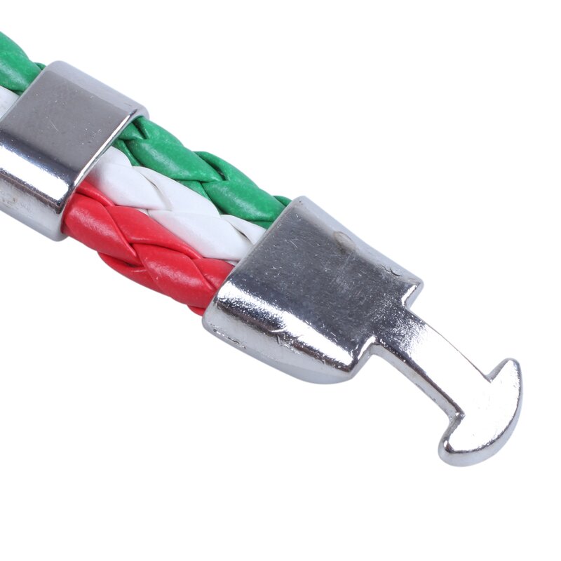 Pulsera de joyería para hombre y mujer, brazalete de aleación de cuero con bandera italiana, color verde, blanco y rojo, 14 mm de ancho y 21,5 cm de largo