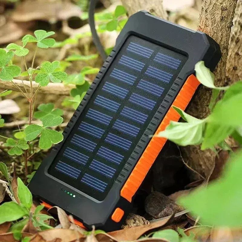 Power Bank tenaga surya baterai eksternal 200000mAh, Senter pengisian cepat portabel tahan air untuk ponsel pintar
