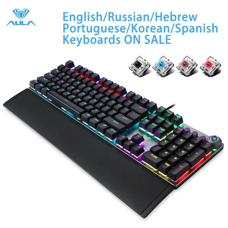 AULA F2088 Mechanical Gaming Keyboard With Brown/Blue/Black Switch 108-key LED Backlight Suitable For Laptop Gamers