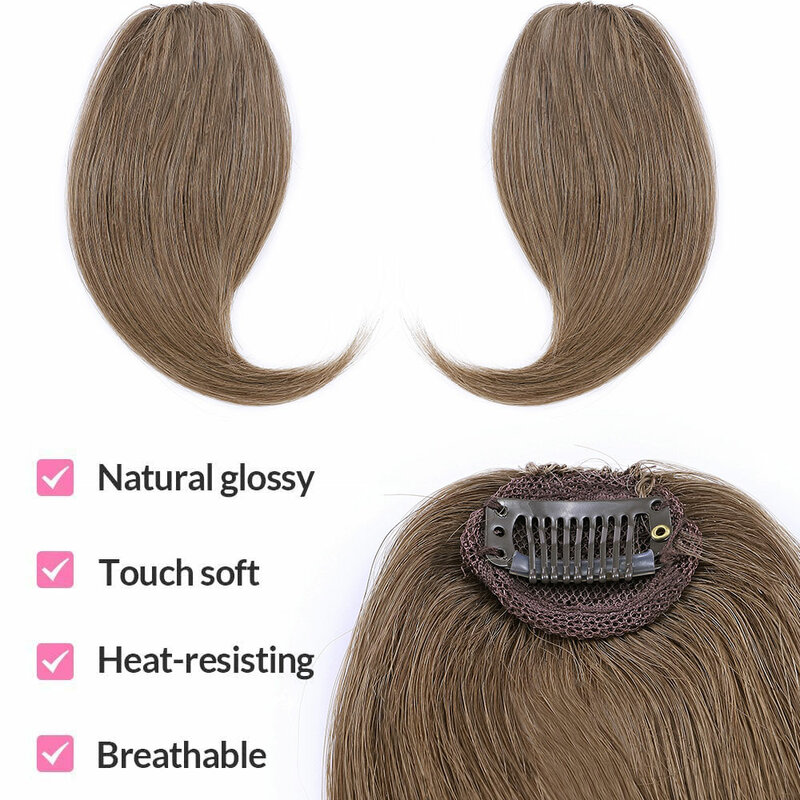 フリンジ付きの人間の髪の毛のエクステンション,ポニーテール,自然な髪,ストレートヘア用,2個,ピース/セット
