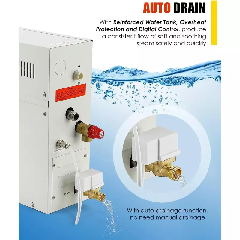 เครื่องสร้างไอน้ำแบบระบายน้ำได้เองหรูหรา, ซาวน่าอาบน้ำสปาที่บ้านอบไอน้ำที่มีการควบคุมกันน้ำและระบายน้ำในรถยนต์