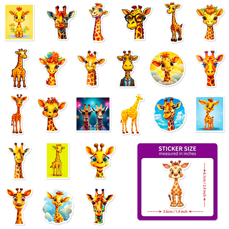 10/50pcs kreskówka słodkie żyrafy pakiet naklejek dla dzieci Scrapbooking bagaż podróżny laptopa Notebook naklejka do dekoracji ścian naklejki