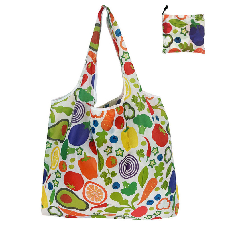 Moda Impressão Foldable Eco-Friendly Shopping Bag, Tote Folding Pouch Handbags, Conveniente mercearia de grande capacidade para viagens