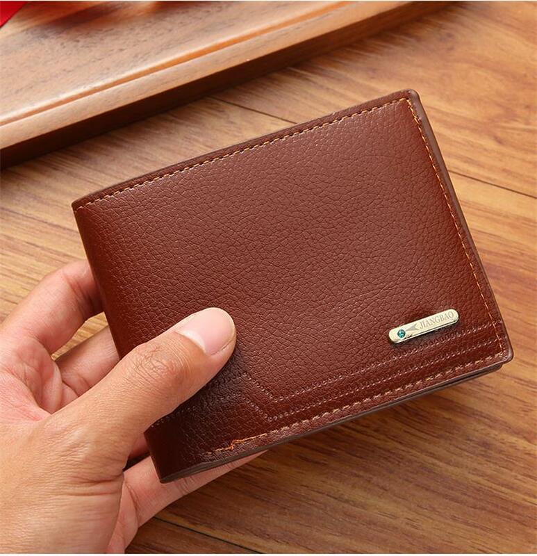 Cuero billeteras de PU para hombre, monedero pequeño, monederos delgados de gran capacidad, diseño informal multifuncional