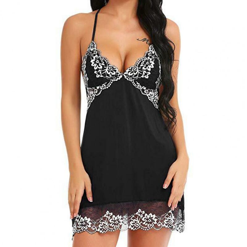 Ночное платье с открытой спиной, прозрачная сетчатая Ночная сорочка на бретельках, женская пижама, сексуальный эротический костюм, ночная сорочка